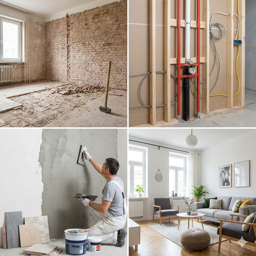 תכנון שיפוץ של כל הדירה